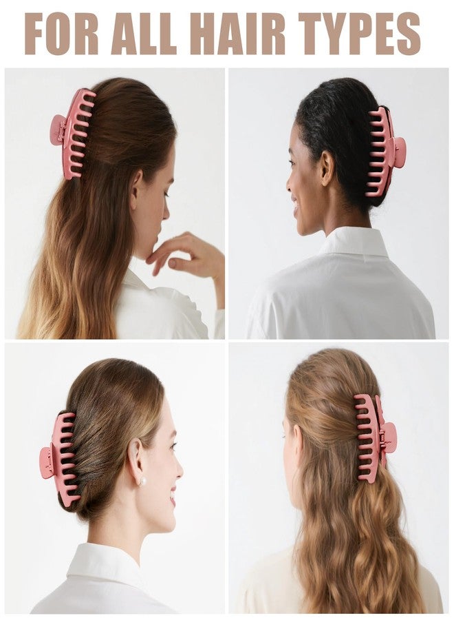 TOCESS Hair Claw Clips for Women - 8PK Large Neutral Matte Jumbo Hair Clips for Thick, Thin, Long, Short, Curly Hair Girls, Big Jaw Clip Set for Daily Use (Deep Pink) - Image 5
